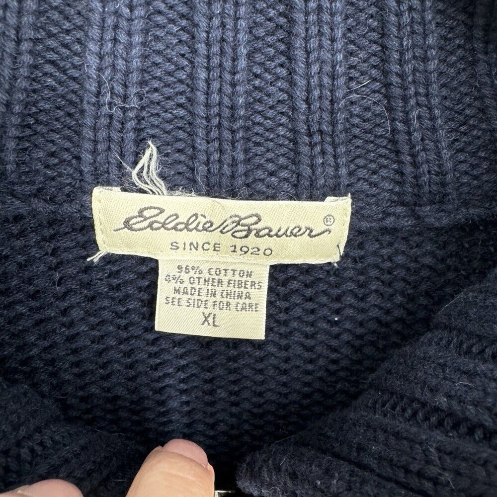 Eddie Bauer sweater womens XL navy blue cardigan full zip reindeer christmas - Picture 2 of 4